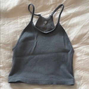 Gray Ribbed Tank Top